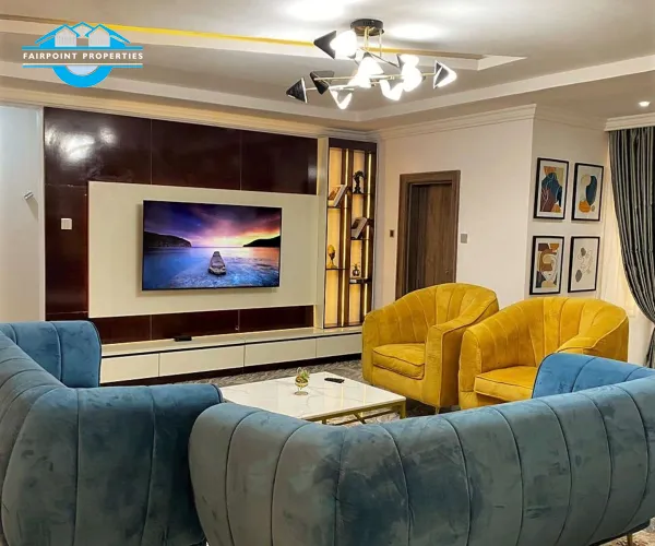 Large Sitting Room - fitted with wide screen smart Tv that comes with DSTv full package and netflix, Dinning, Air conditioner, snooker board, guest restroom, direct access to kitchen, and luxury decorations