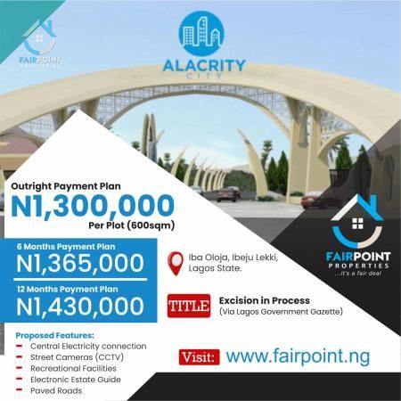 Land For Sale At Alacrity City Iba Oloja Ibeju Lekki Lagos 